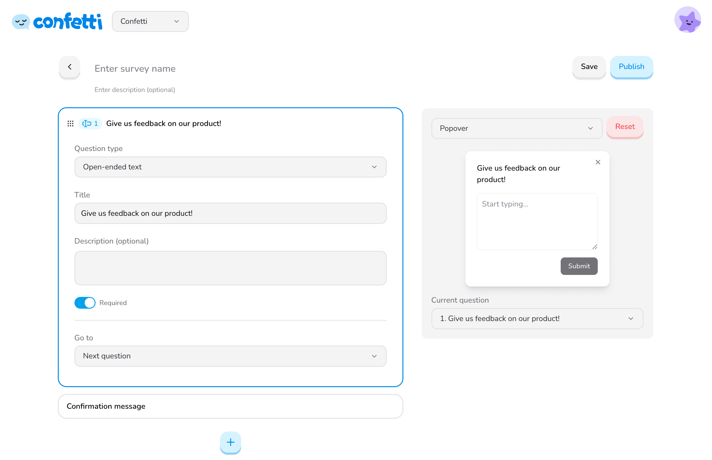 Question configuration